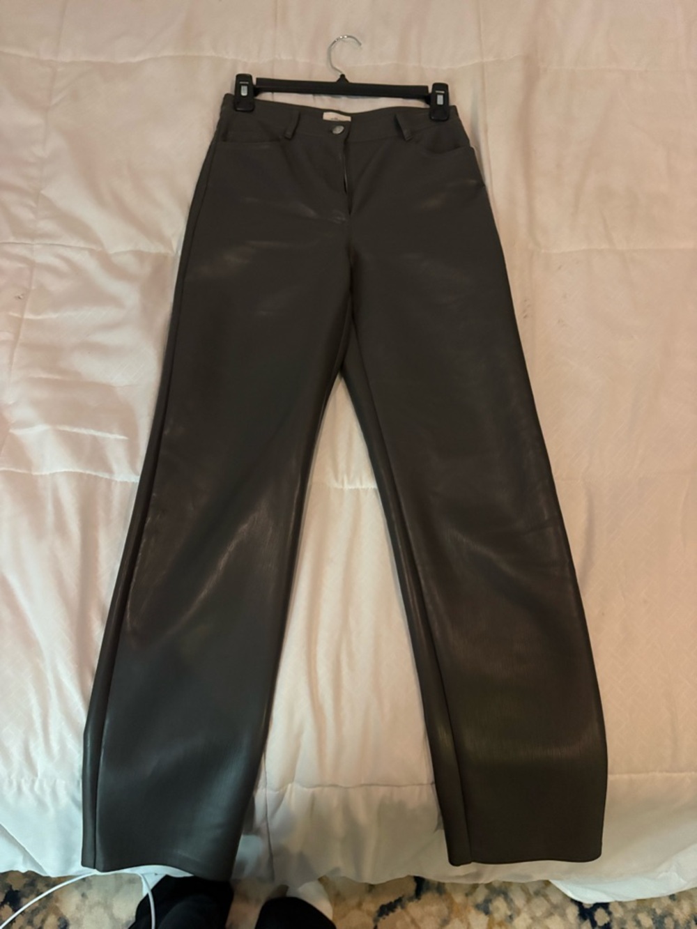 Aritzia Faux Leather Pants - Dark Grey